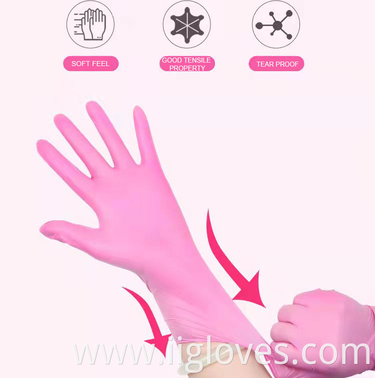 Wholesale Pink Synthetic Vinyl Nitrile Gloves Cheap Powder Free Safety Nitrile Gloves